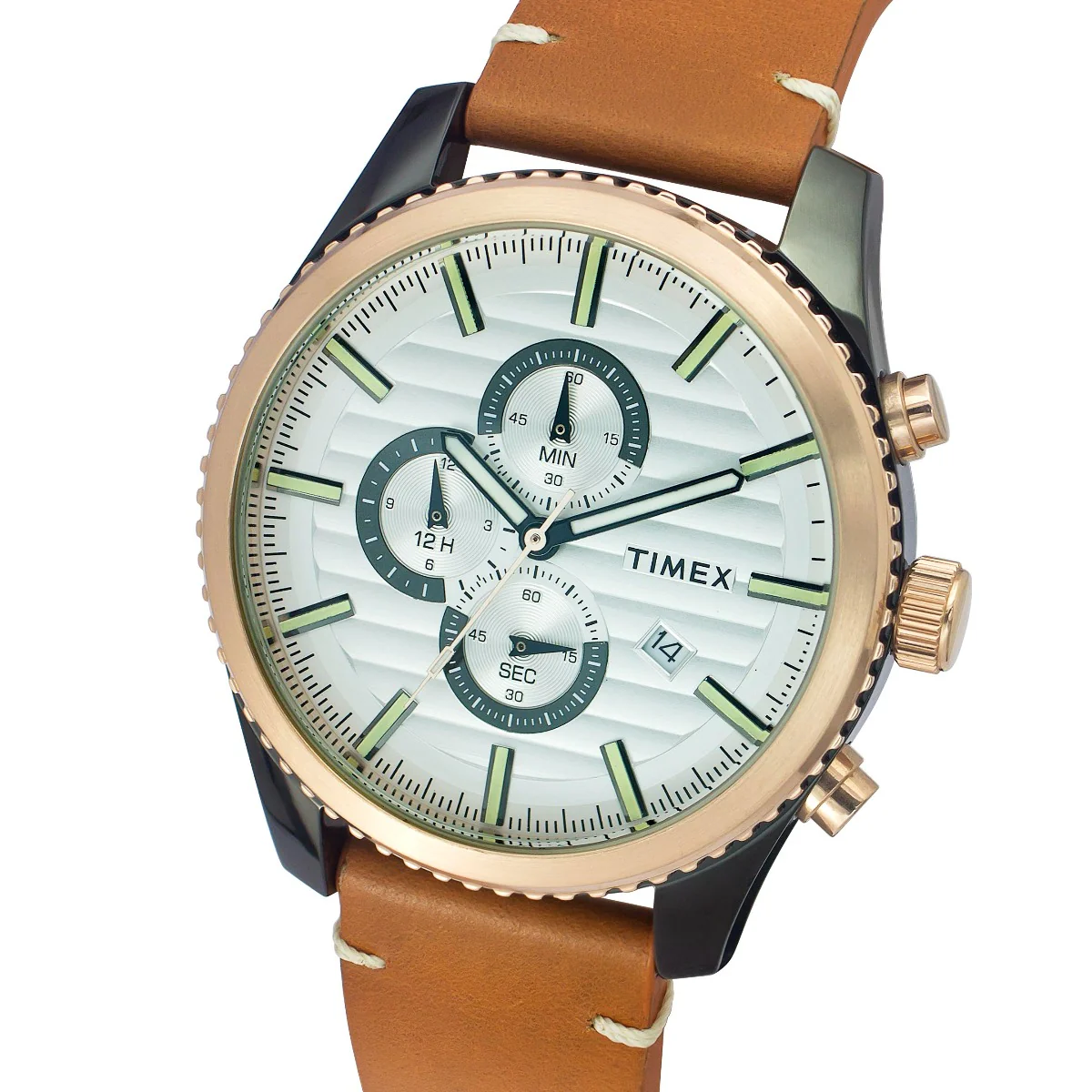 Timex Fashion Men's Silver Dial Round Case Chronograph Function Watch -TWEG19502 - Image 2