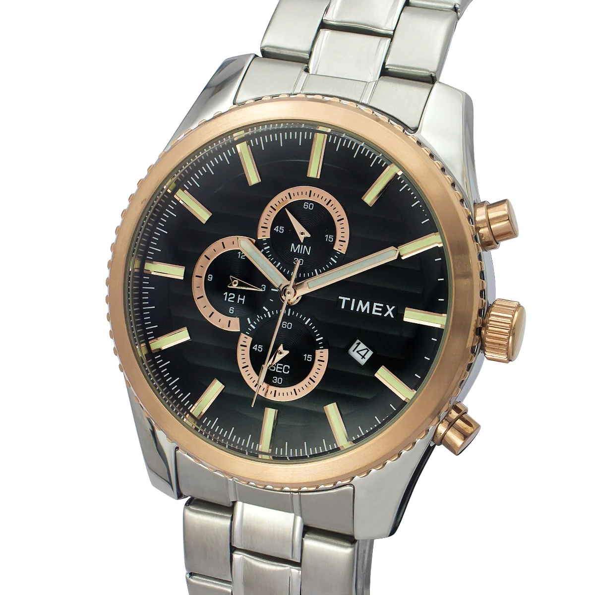 Timex Fashion Men's Black Dial Round Case Chronograph Function Watch -TWEG19504 - Image 2