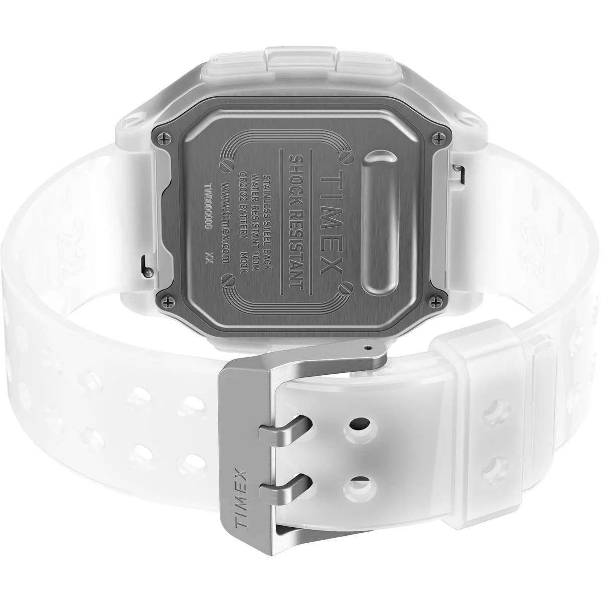 Timex Digital Men's Digital Translucent Dial Square Case Quick-Release-Silicone-Strap Function Watch -TW2U56300 - Image 4