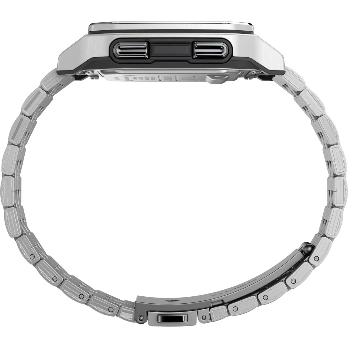 Timex Digital Men's Digital Silver-Tone Dial Square Case Adjustable-Stainless-Steel-Bracelet Function Watch -TW2U17000 - Image 3