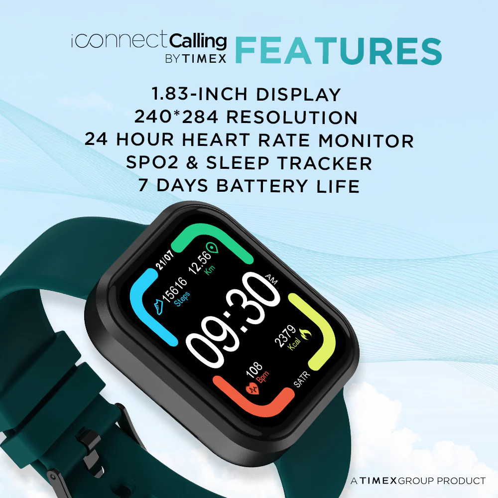 Timex iConnect Calling Smartwatch|1.83 inches (4.64 cm) TFT Display with 240x284 Pixel Resolution|Single Sync Bluetooth Calling|AI Voice Assist|100 Sports Modes|200 Watchfaces|Upto 7 Days Battery (Normal Usage) - TWIXW203T - Image 3