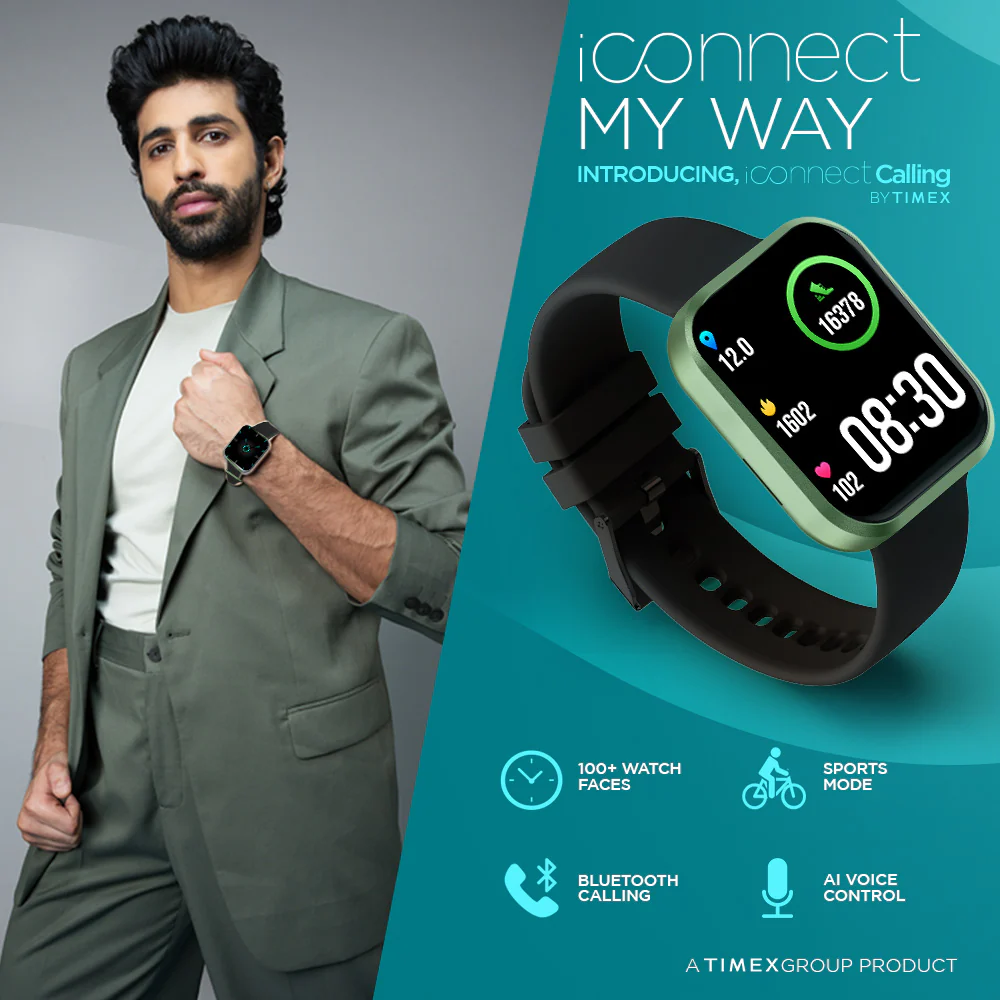 Timex iConnect Calling Smartwatch|1.83(4.64 cm) TFT Display with 240x284 Pixel Resolution|Single Sync Bluetooth Calling|AI Voice Assist|100 Sports Modes|200 Watchfaces|Upto 7 Days Battery (Normal Usage) - TWIXW205T - Image 2