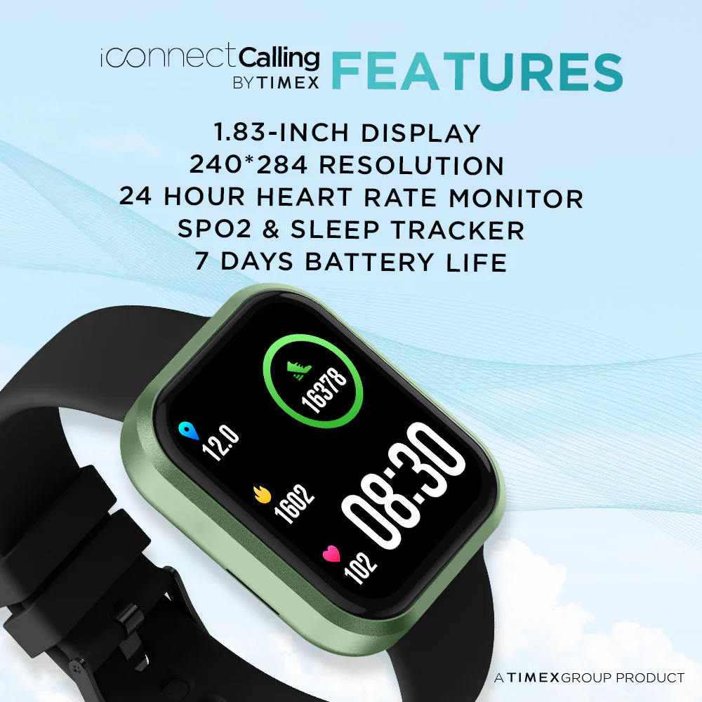 Timex iConnect Calling Smartwatch|1.83(4.64 cm) TFT Display with 240x284 Pixel Resolution|Single Sync Bluetooth Calling|AI Voice Assist|100 Sports Modes|200 Watchfaces|Upto 7 Days Battery (Normal Usage) - TWIXW205T - Image 3