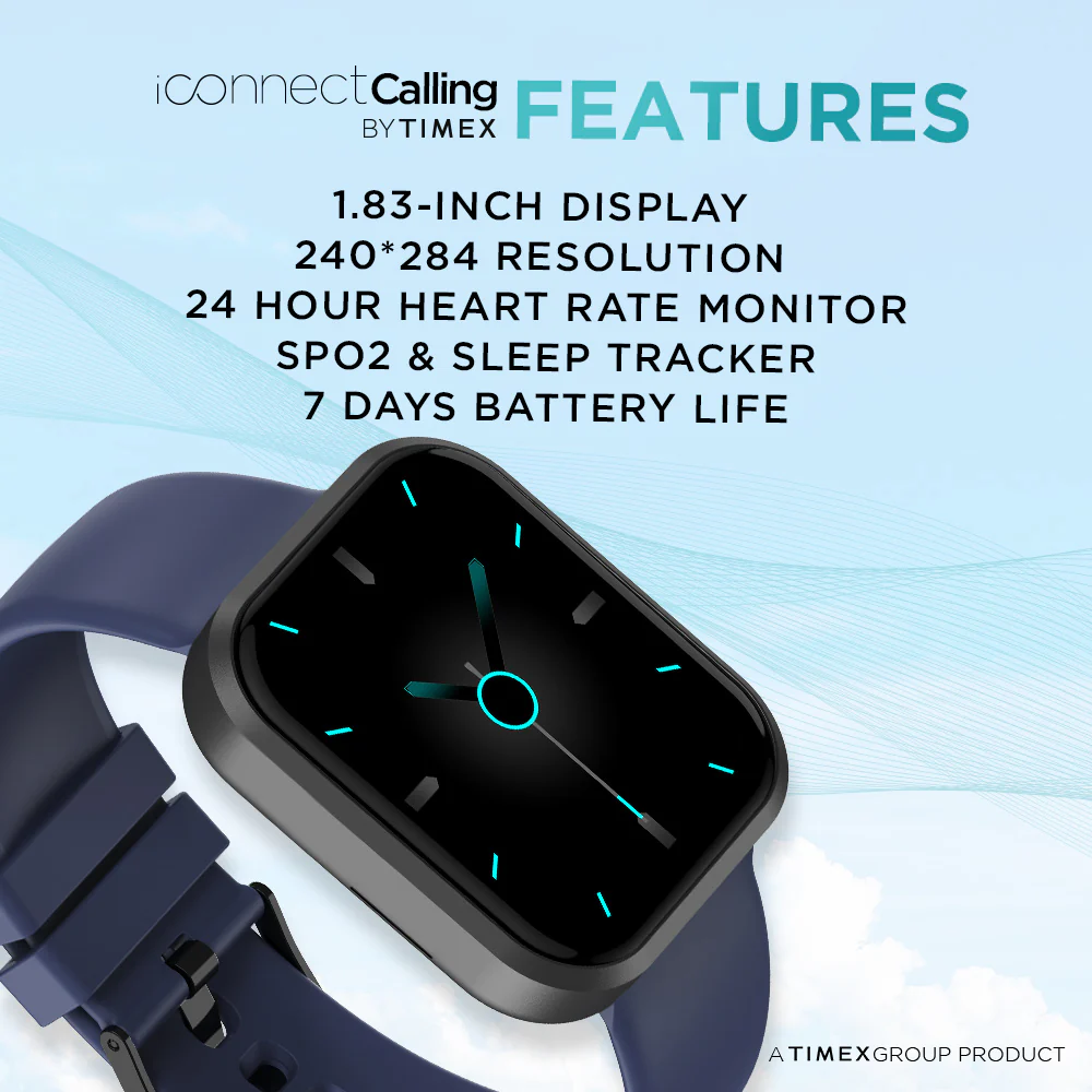Timex iConnect Calling Smartwatch|1.83 inches (4.64 cm) TFT Display with 240x284 Pixel Resolution|Single Sync Bluetooth Calling|AI Voice Assist|100 Sports Modes|200 Watchfaces|Upto 7 Days Battery (Normal Usage) - TWIXW206T - Image 3