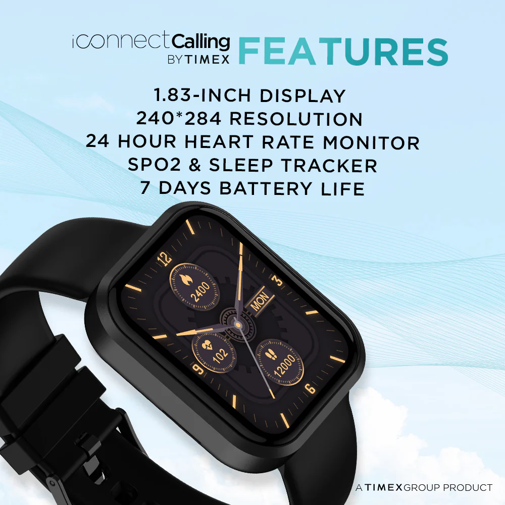 Timex iConnect Calling Smartwatch|1.83(4.64 cm) TFT Display with 240x284 Pixel Resolution|Single Sync Bluetooth Calling|AI Voice Assist|100 Sports Modes|200 Watchfaces|Upto 7 Days Battery (Normal Usage) - TWIXW207T - Image 3