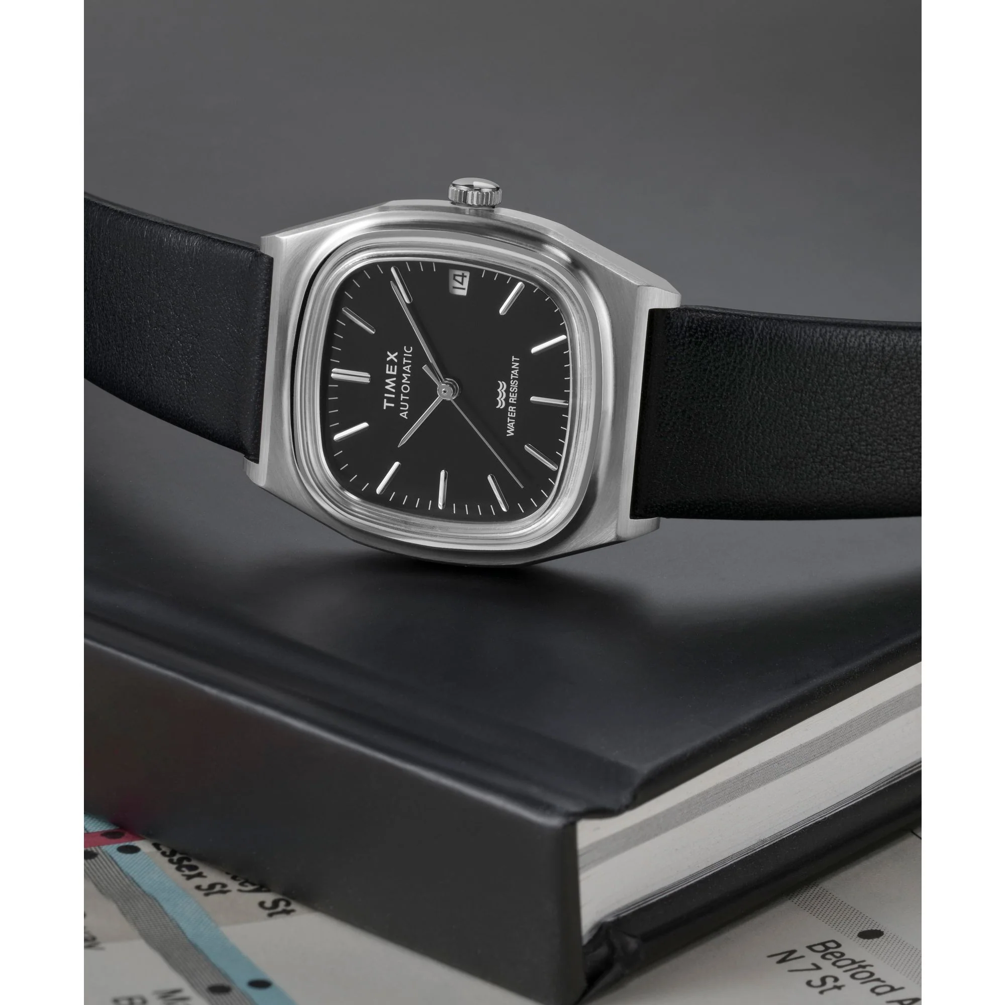 Q Timex Black Rectangle Dial Mechanical Automatic Men's Watch - TW2Y07500UJ - Image 6