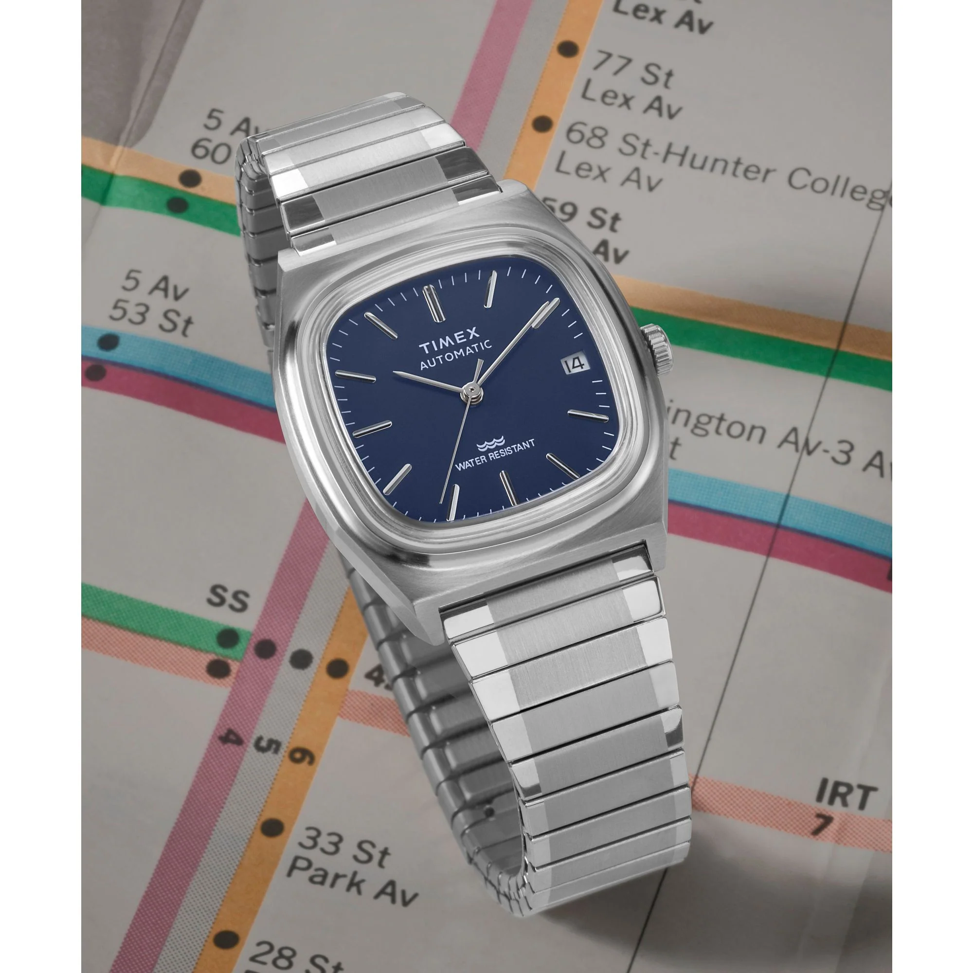 Q Timex Blue Rectangle Dial Mechanical Automatic Men's Watch - TW2Y07400UJ - Image 6