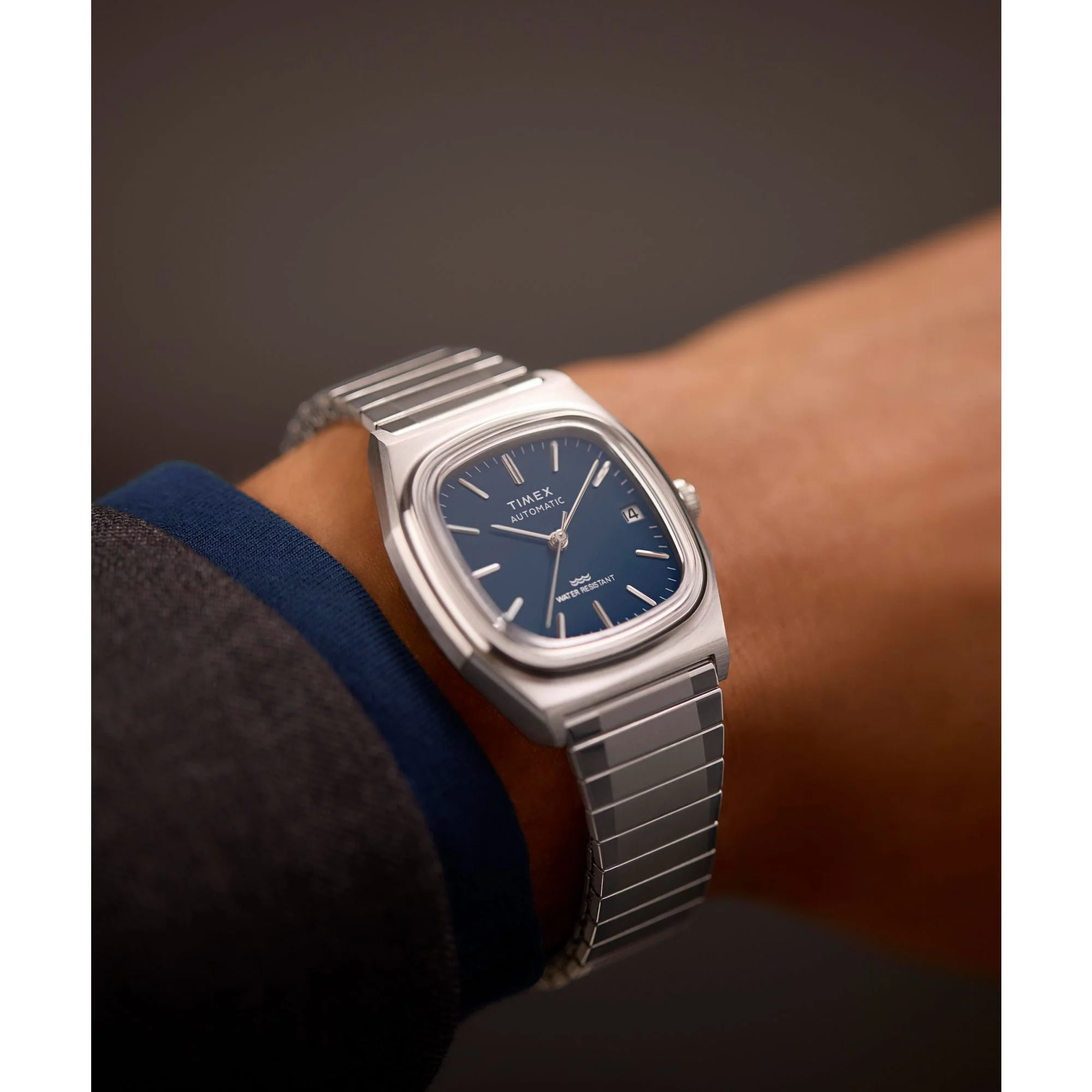 Q Timex Blue Rectangle Dial Mechanical Automatic Men's Watch - TW2Y07400UJ - Image 7