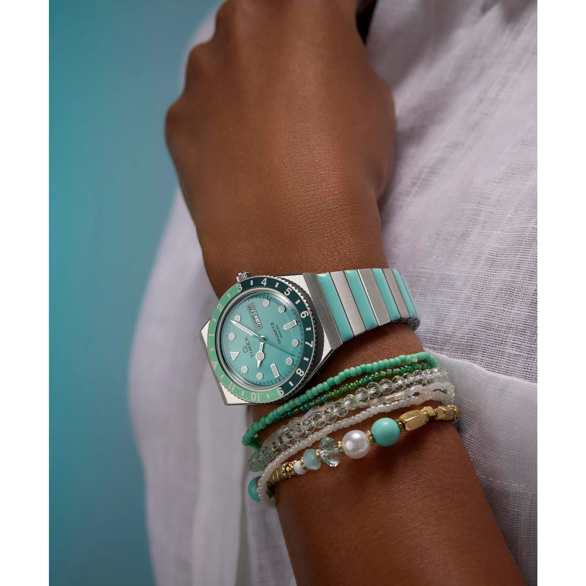 Q Timex Blue Round Dial Analog Women's Watch - TW2W87800UJ - Image 7