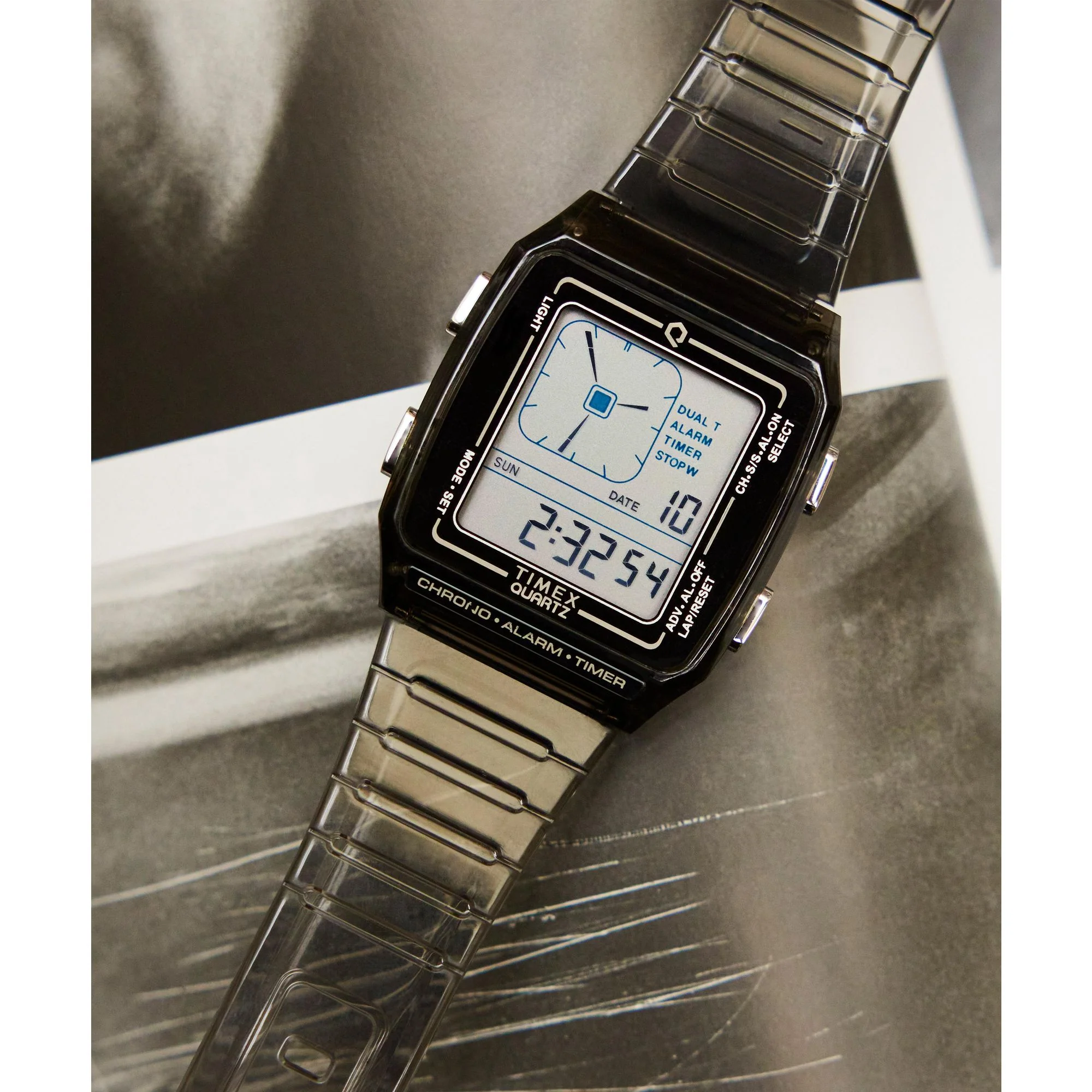 Q Timex Grey Rectangle Dial Digital Unisex Watch - TW2W45000UJ - Image 6