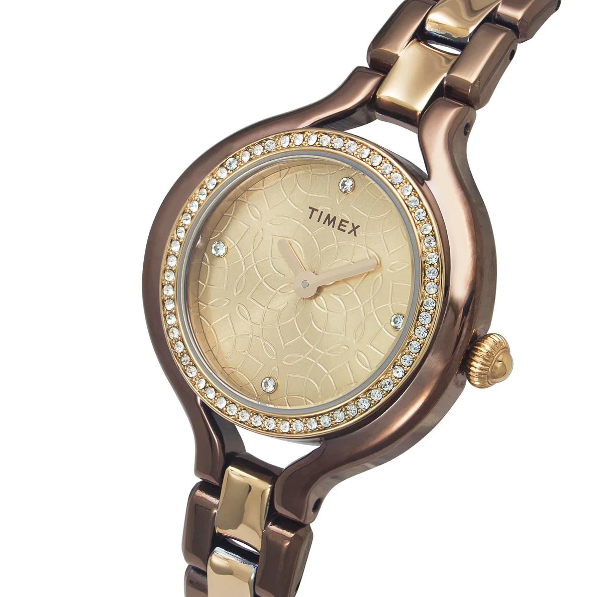 Timex Fria Women's Rose Gold Dial Round Case 2 Hands Function Watch -TWEL14011 - Image 2