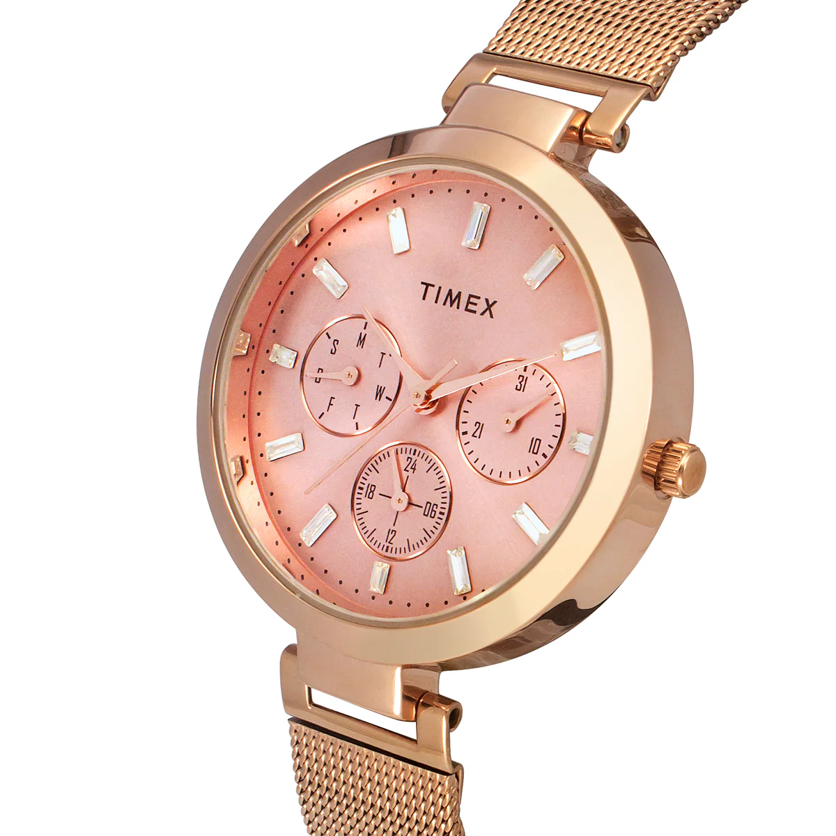 Timex Fashion Women's Pink Dial Round Case Multifunction Function Watch -TW000X242 - Image 2