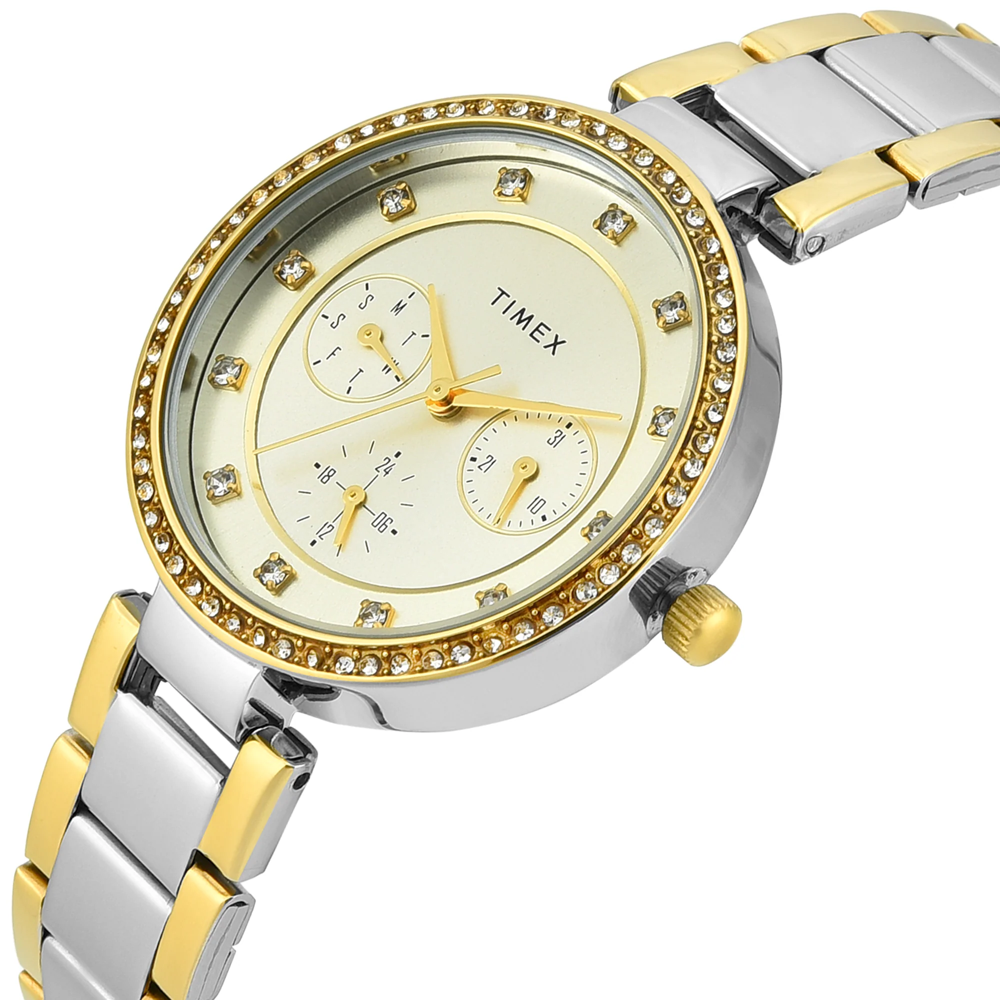 TIMEX Champagne Round Dial Analog Women's Watch - TWEL18711 - Image 2