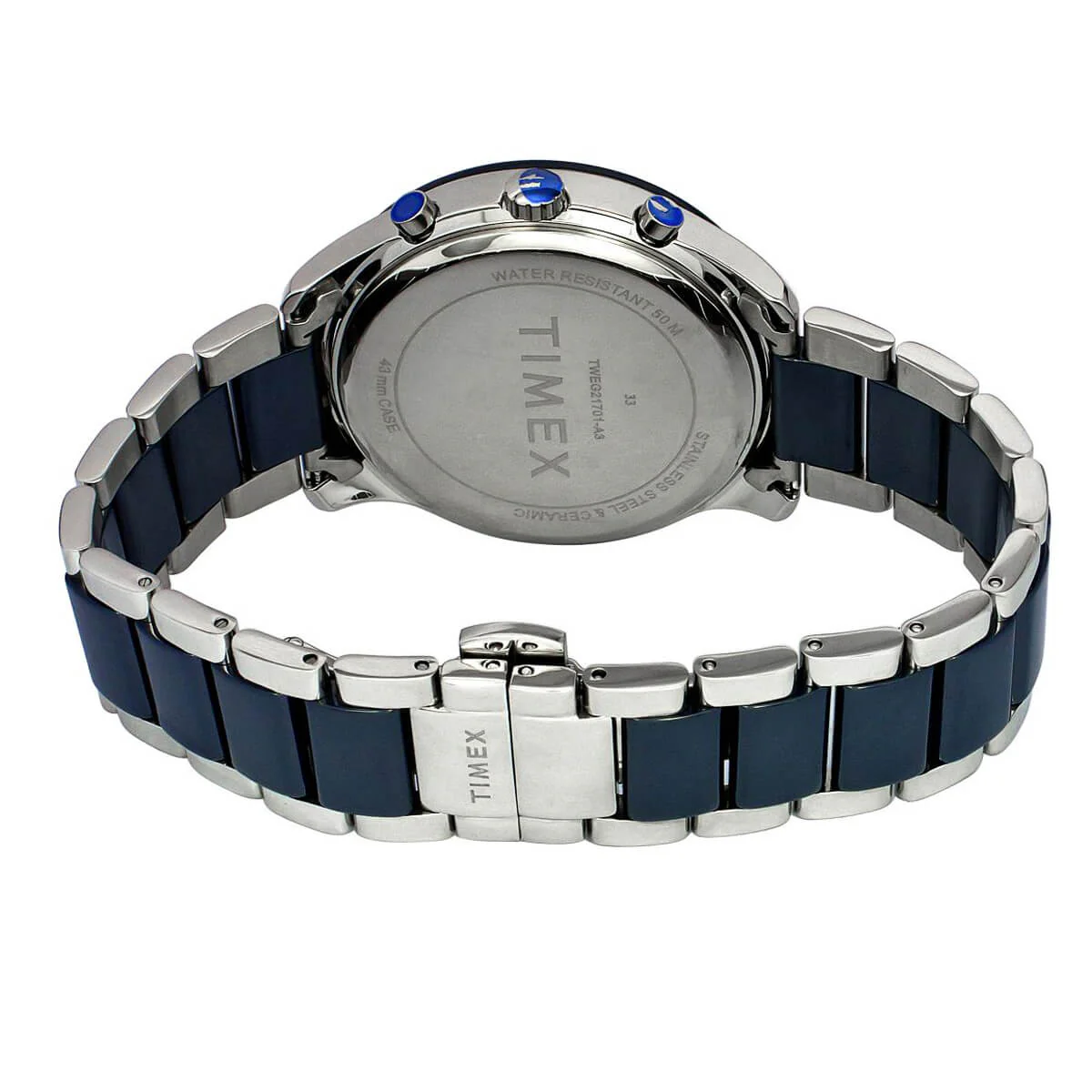 Timex Fashion Men's Blue Dial Round Case Chronograph Function Watch -TWEG21701 - Image 3