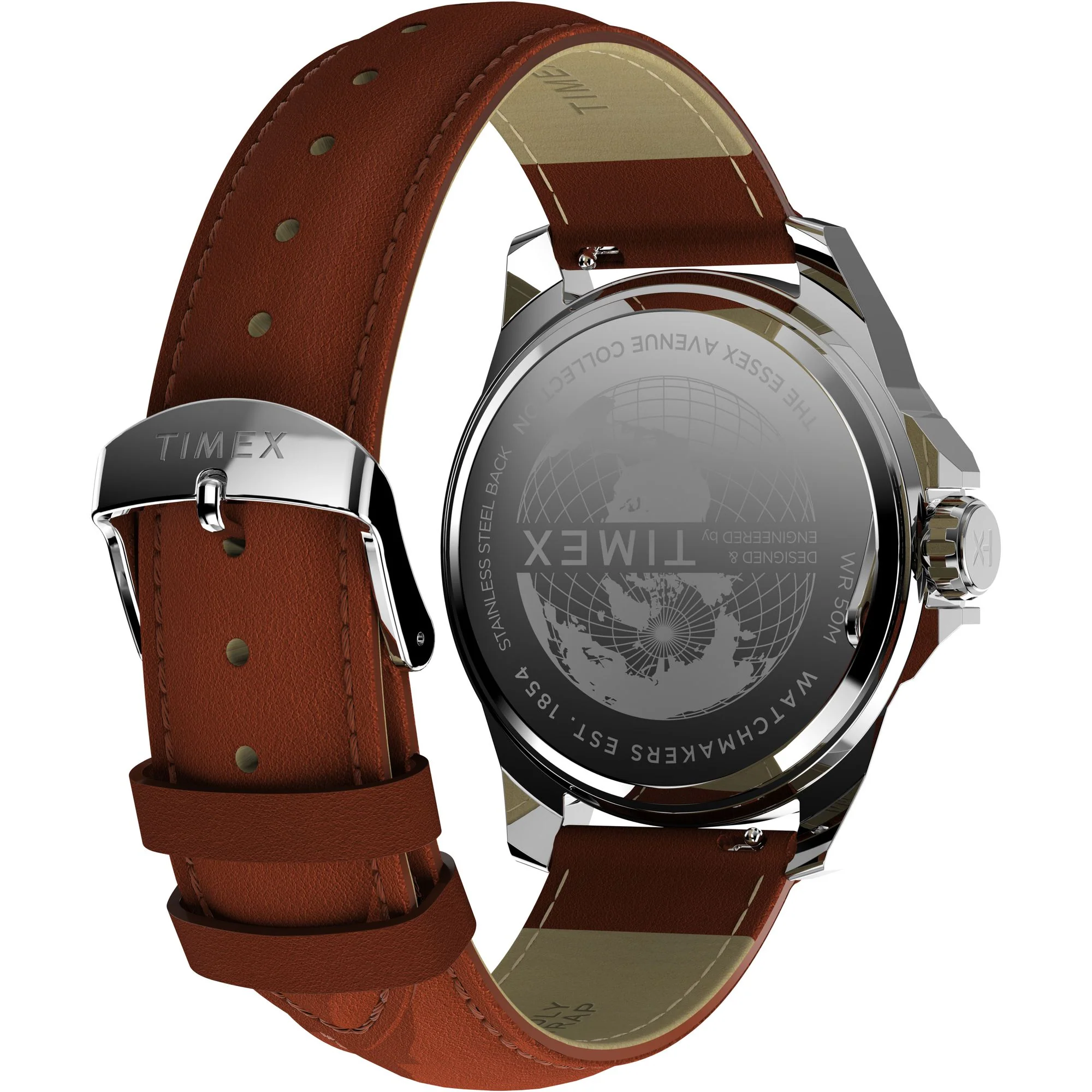 TIMEX Essex Analog Watch for man with Blue Round Dial & Brown Strap Water Resistant Men's Wrist Watches - TW2W92800UJ - Image 5