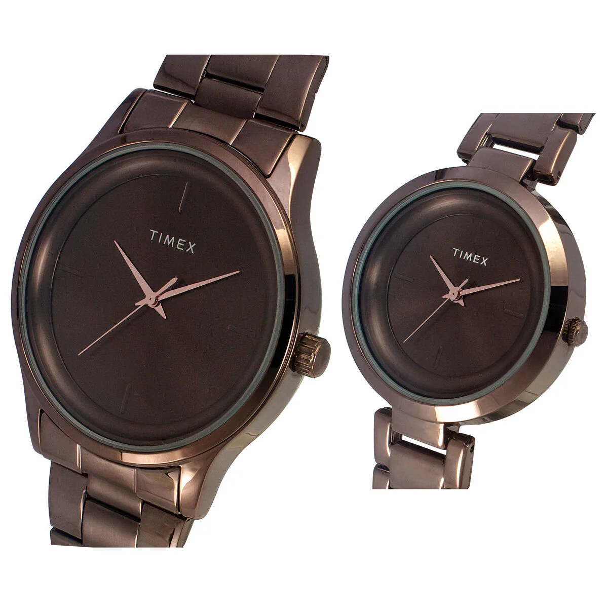 Timex Fashion Collection Premium Quality 3 Hands Pair's Analog Brown Dial Coloured Quartz Watch, Round Dial with 42 mm Case width - TW00PR295 - Image 2