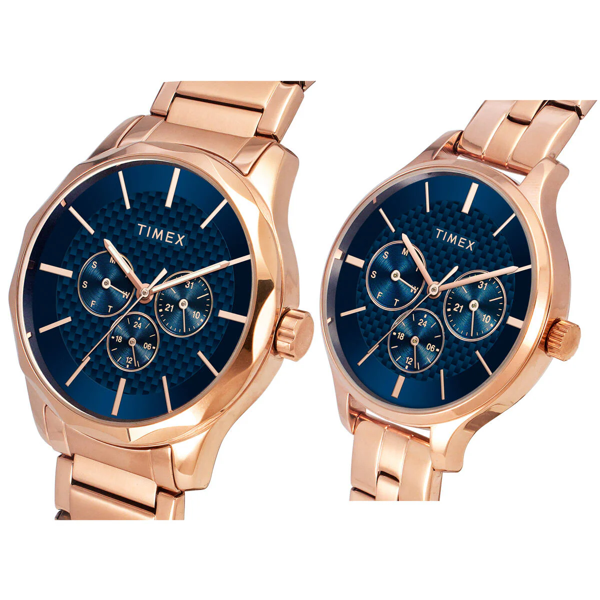Timex Fashion Collection Premium Quality Multifunction Pair's Analog Blue Dial Coloured Quartz Watch, Round Dial with 44 mm Case width - TW00PR290 - Image 2