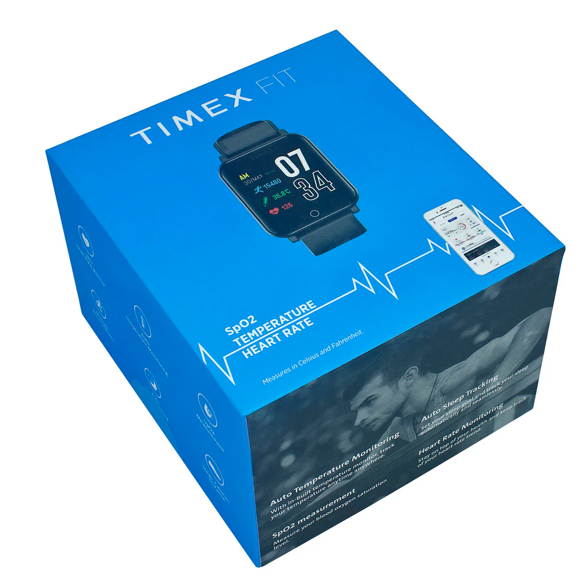 Timex Helix Unisex Tech Digital Dial Rectangle Case Temperature  HRM  SpO2  Function Watch -TWTXW104T - Image 7
