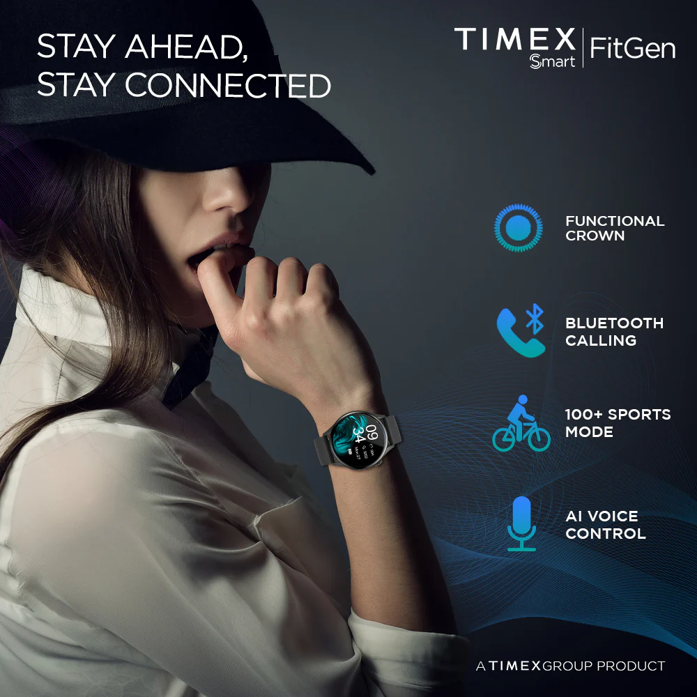 Timex FitGen 1.43 Round AMOLED Unisex Smartwatch With Single Sync Bluetooth Calling| Rotating Crown| Always On Display- TWTXW500T - Image 2