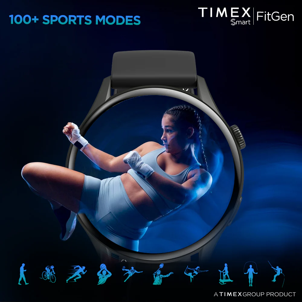 Timex FitGen 1.43 Round AMOLED Unisex Smartwatch With Single Sync Bluetooth Calling| Rotating Crown| Always On Display- TWTXW500T - Image 4