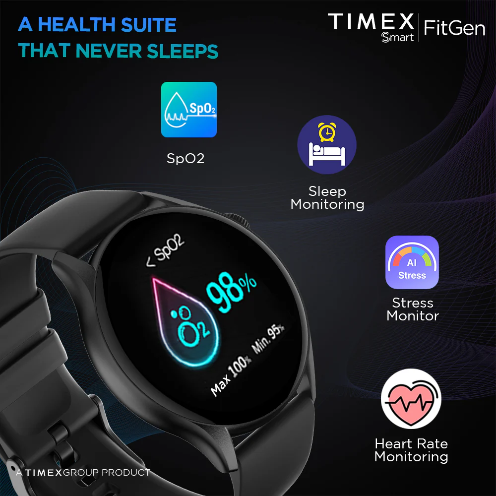 Timex FitGen 1.43 Round AMOLED Unisex Smartwatch With Single Sync Bluetooth Calling| Rotating Crown| Always On Display- TWTXW500T - Image 5