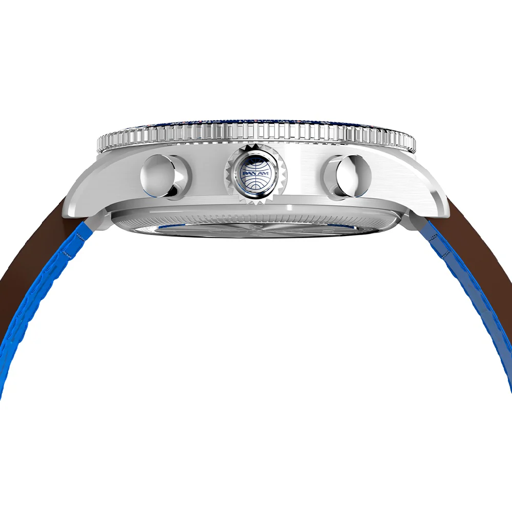 Timex Fly Back Chronograph x Pan Am® 43mm Leather Strap Watch  - Image 7