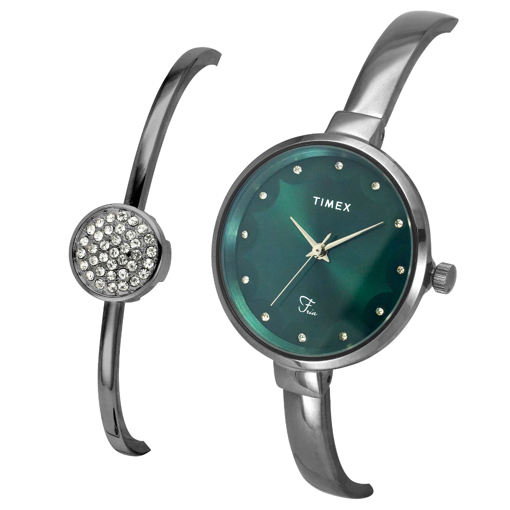 Timex Fria Women Green Round Dial Analog Watch with Bracelet - TWEL18503 - Image 2