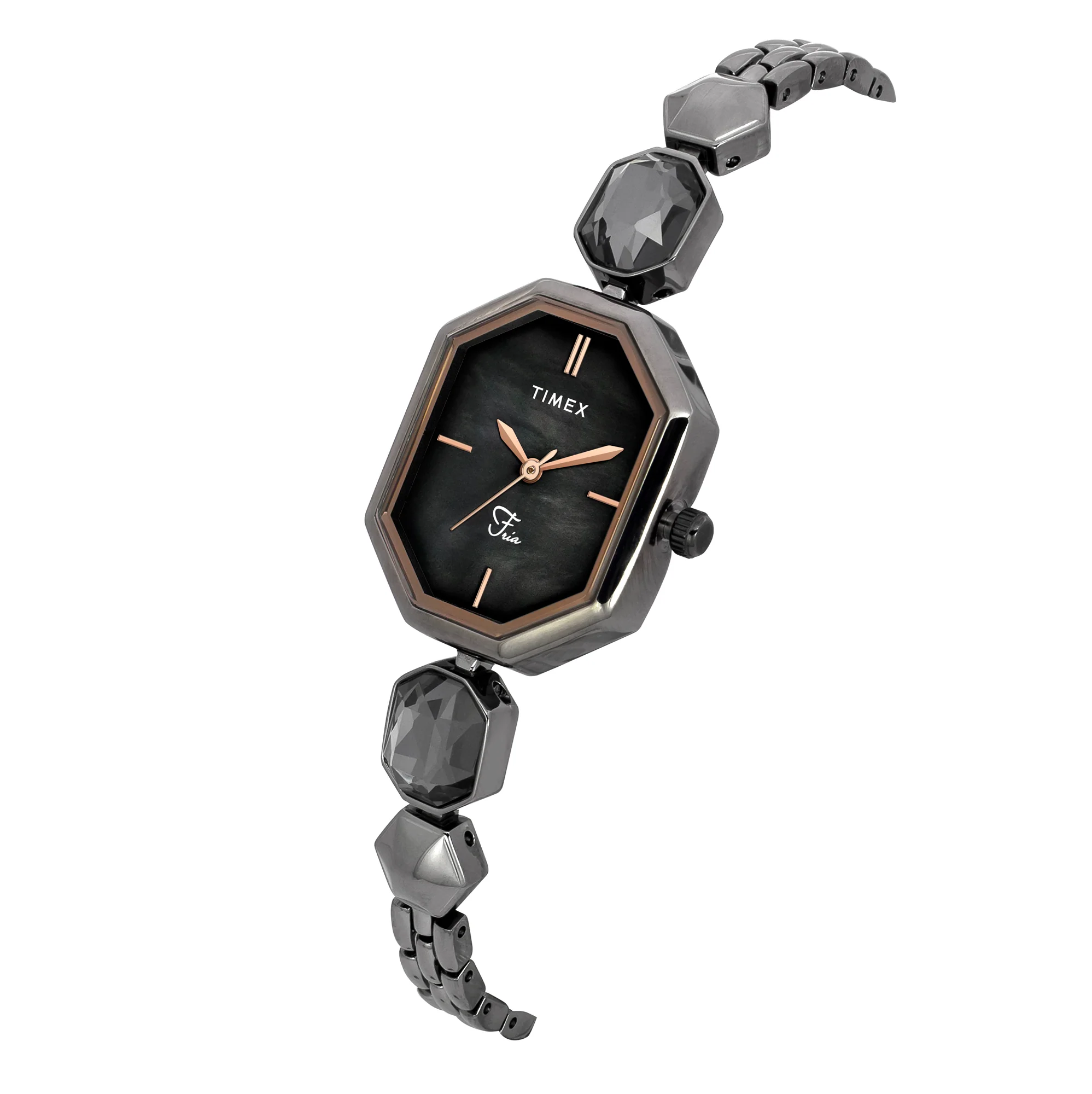TIMEX Fria Women Mother of Pearl Black Octagonal Dial Analog Watch - TWEL21102 - Image 2