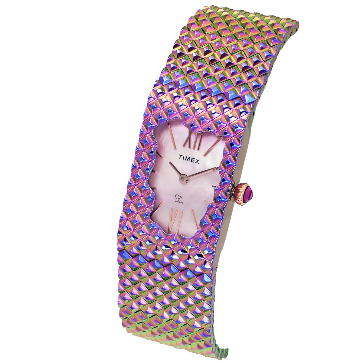 TIMEX Fria Women Mother of Pearl Purple Rectangle Dial Analog Watch - TWEL77704 - Image 2