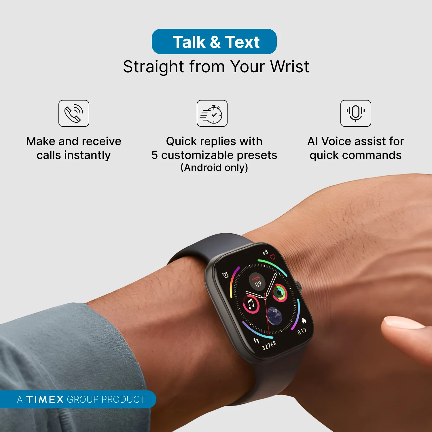 Timex iConnect Arc 2.01 inches (5.1 cm) Display with BT Calling Smartwatch For Unisex - TWIXW1400T - Image 11