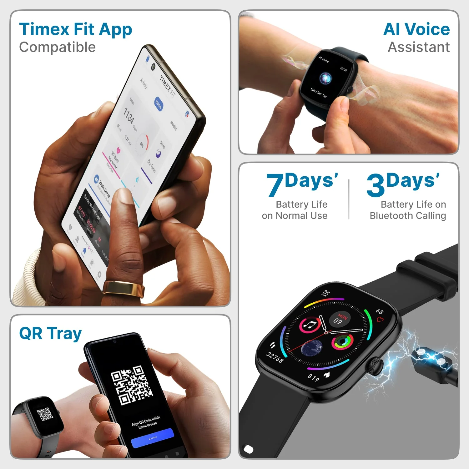 Timex iConnect Arc 2.01 inches (5.1 cm) Display with BT Calling Smartwatch For Unisex - TWIXW1400T - Image 5