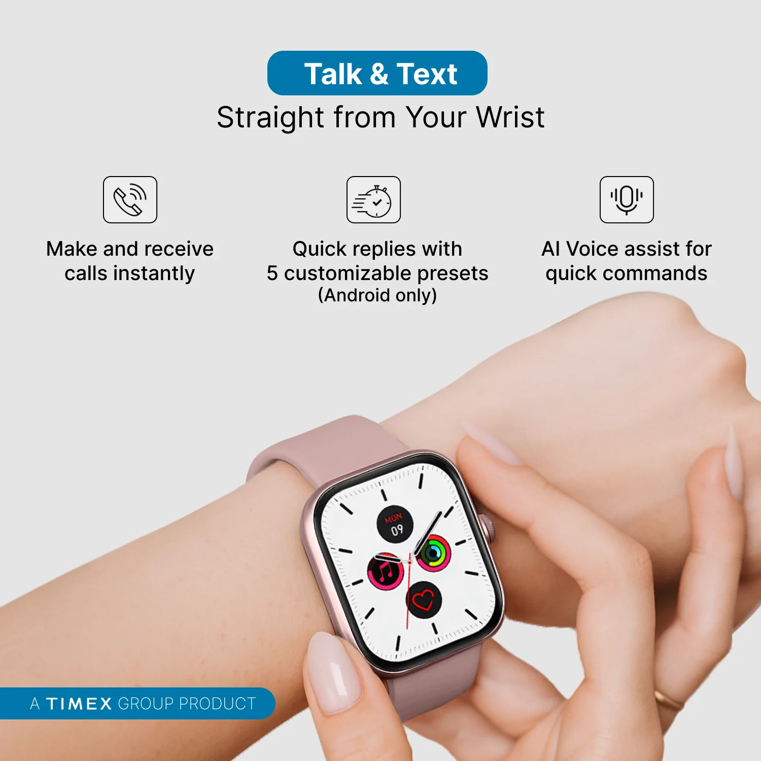 Timex iConnect Arc 2.01 inches (5.1 cm) Display with BT Calling Smartwatch For Unisex - TWIXW1401T - Image 10