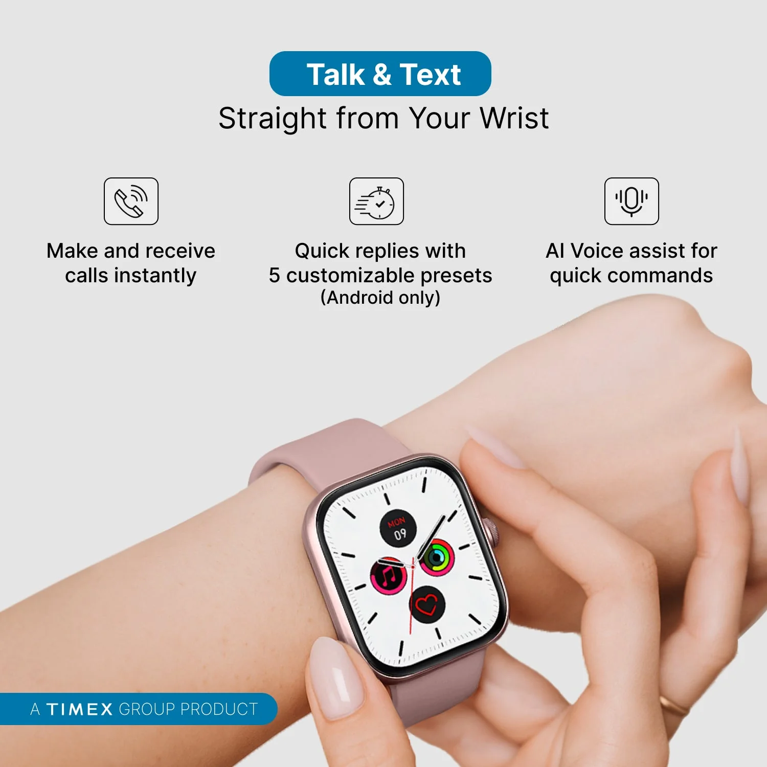 Timex iConnect Arc 2.01 inches (5.1 cm) Display with BT Calling Smartwatch For Unisex - TWIXW1401T - Image 3
