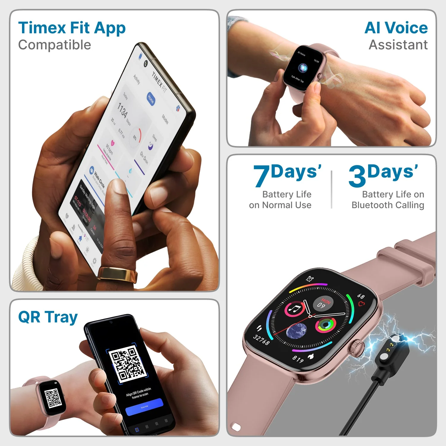 Timex iConnect Arc 2.01 inches (5.1 cm) Display with BT Calling Smartwatch For Unisex - TWIXW1401T - Image 5