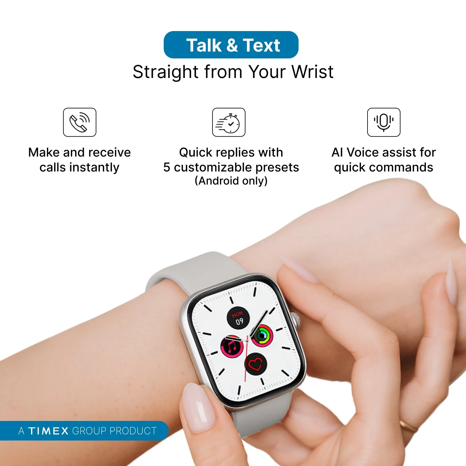 Timex iConnect Arc 2.01 inches (5.1 cm) Display with BT Calling Smartwatch For Unisex - TWIXW1402T - Image 3