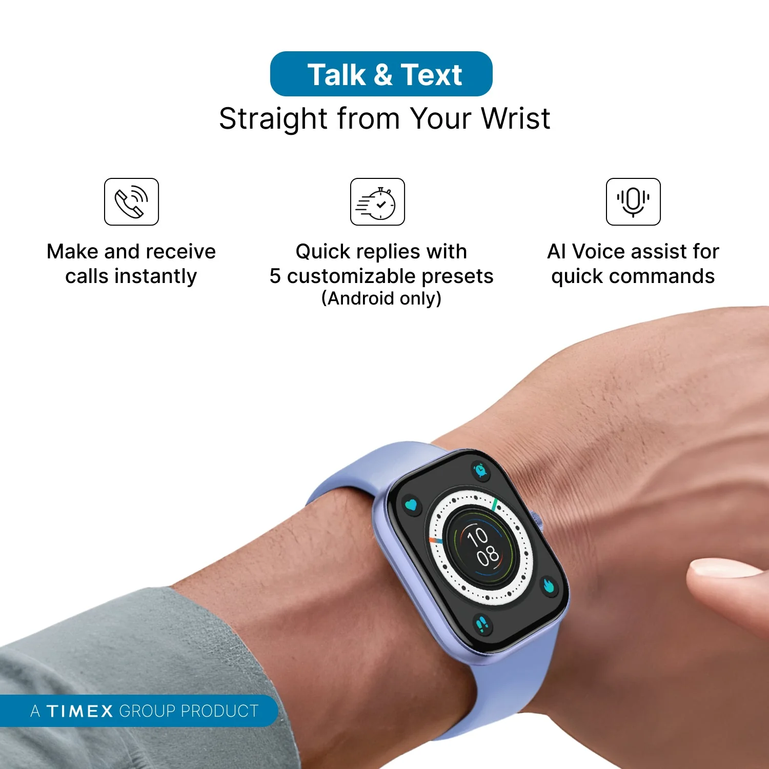 Timex iConnect Arc 2.01 inches (5.1 cm) Display with BT Calling Smartwatch For Unisex - TWIXW1403T - Image 3