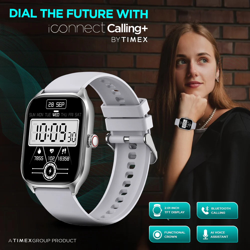 Timex iConnect Calling 2.01(5.10 cm) TFT Display with Functional Crown|Bluetooth Calling|AI Voice Assist|100 Sports Modes - TWIXW502T - Image 3