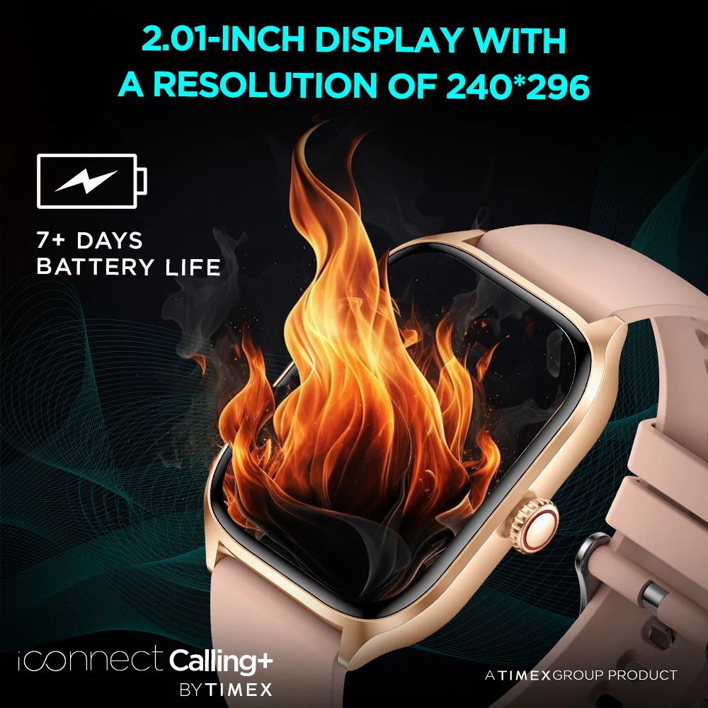 Timex IConnect Calling 2.01(5.10 cm) TFT Display With Functional Crown|Bluetooth Calling | AI Voice Assist|100 Sports Modes- TWIXW504T - Image 5