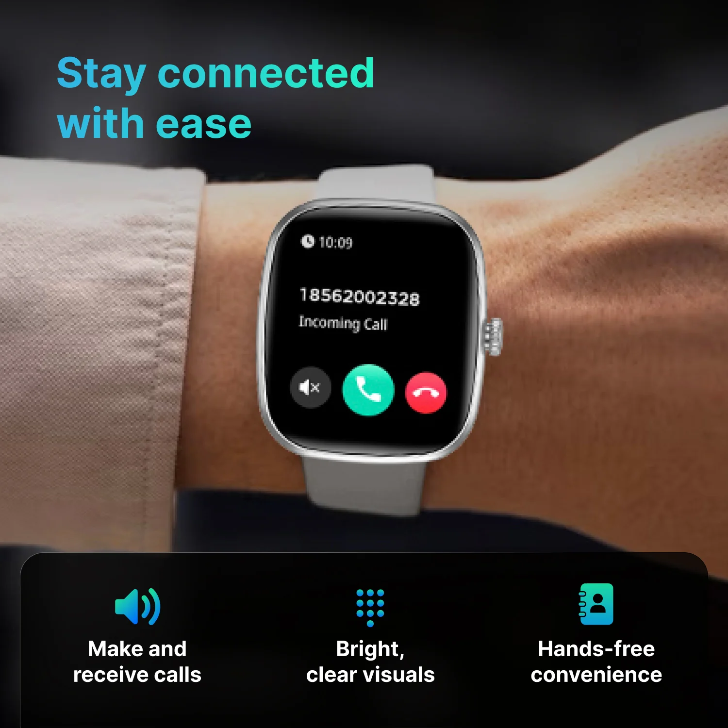 Timex iConnect Calling Ace 1.83 inches (4.64 cm) Display with Functional Crown and BT Calling Smartwatch For Unisex - TWIXW1102T - Image 6
