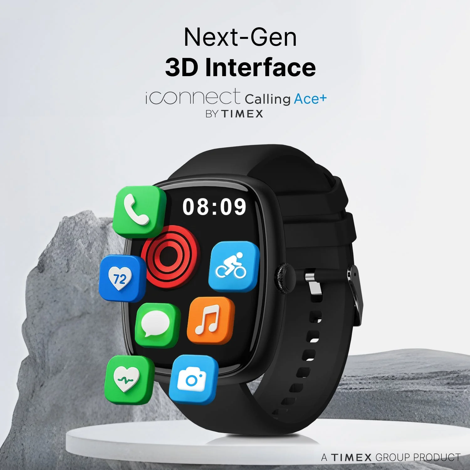 Timex iConnect Calling Ace 1.83(4.6 cm) 3D UI Display with Functional Crown and BT Calling Smartwatch For Unisex - TWIXW1500T - Image 2