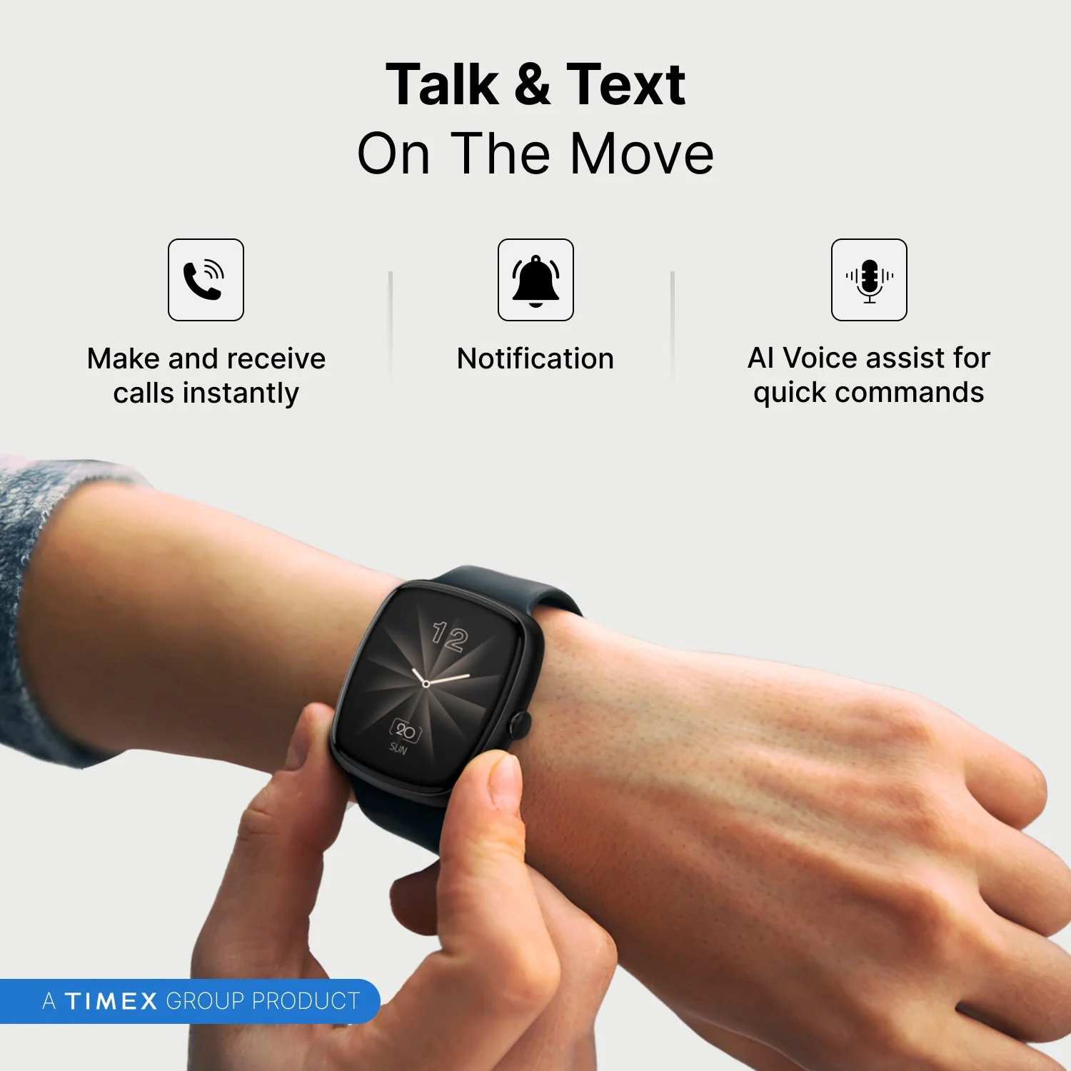 Timex iConnect Calling Ace 1.83(4.6 cm) 3D UI Display with Functional Crown and BT Calling Smartwatch For Unisex - TWIXW1500T - Image 3