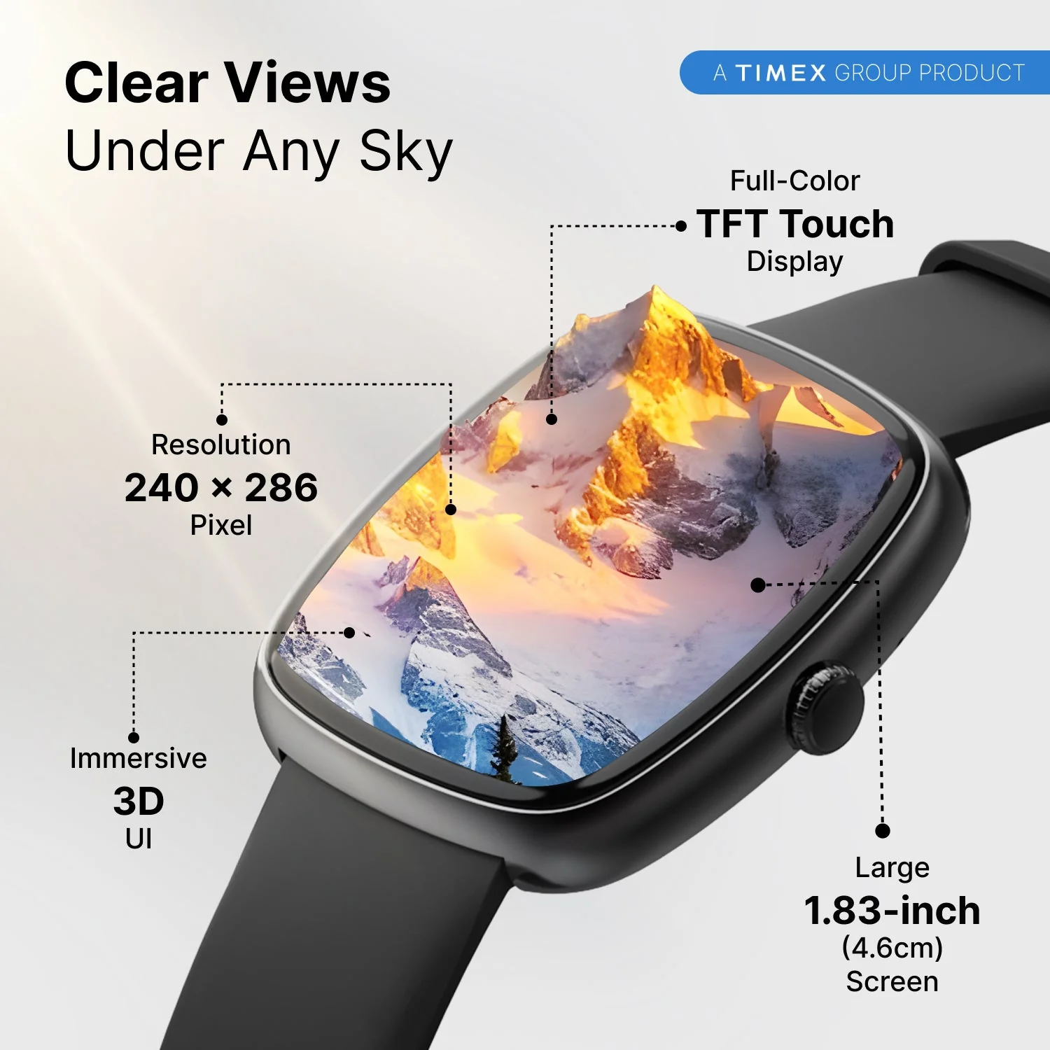 Timex iConnect Calling Ace 1.83(4.6 cm) 3D UI Display with Functional Crown and BT Calling Smartwatch For Unisex - TWIXW1500T - Image 4