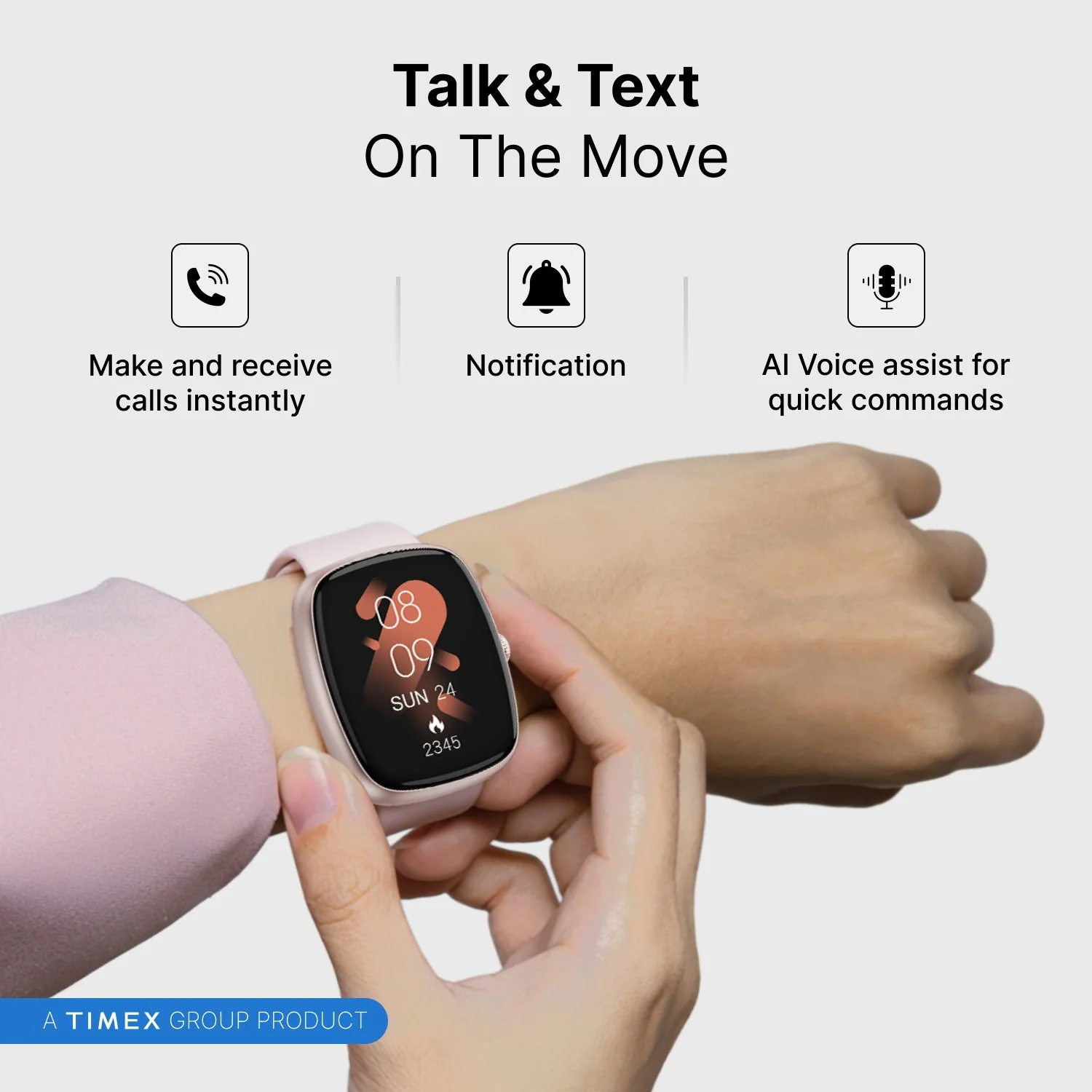Timex iConnect Calling Ace 1.83 inches (4.6 cm) 3D UI Display with Functional Crown and BT Calling Smartwatch For Unisex - TWIXW1501T - Image 4