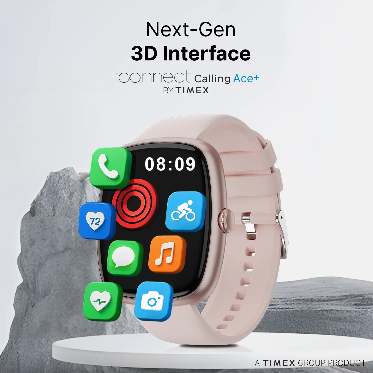 Timex iConnect Calling Ace 1.83 inches (4.6 cm) 3D UI Display with Functional Crown and BT Calling Smartwatch For Unisex - TWIXW1501T - Image 9