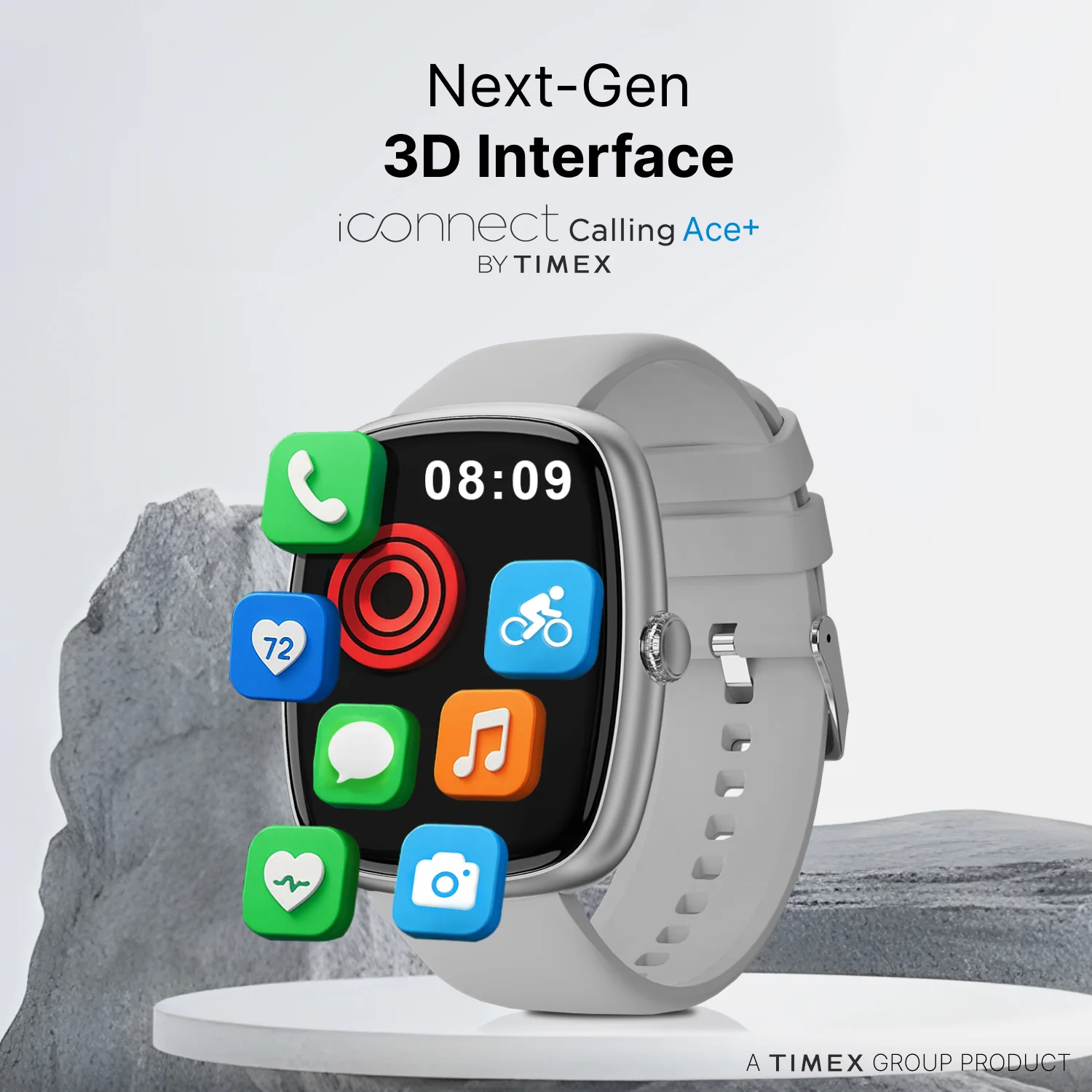 Timex iConnect Calling Ace 1.83 inches (4.6 cm) 3D UI Display with Functional Crown and BT Calling Smartwatch For Unisex - TWIXW1502T - Image 9