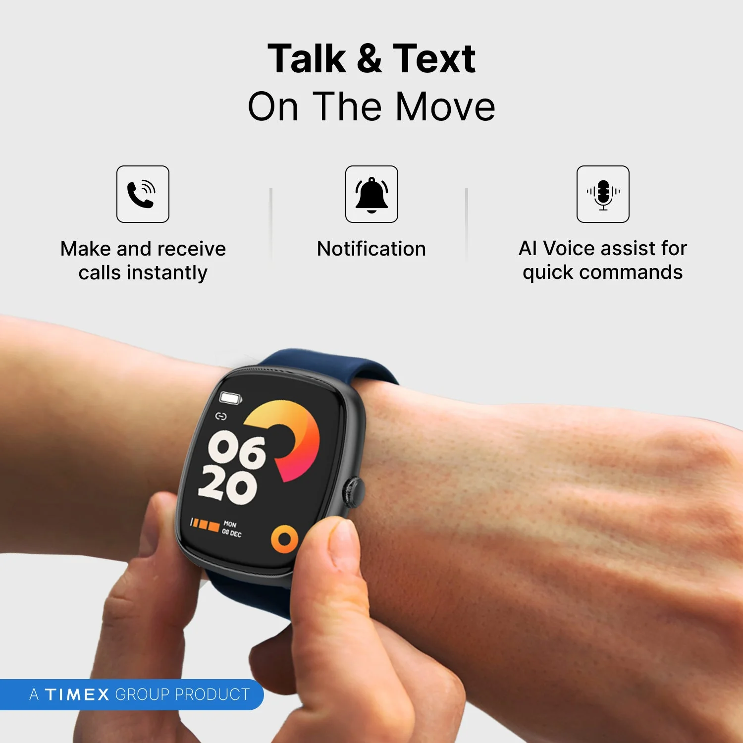 Timex iConnect Calling Ace 1.83 inches (4.6 cm) 3D UI Display with Functional Crown and BT Calling Smartwatch For Unisex - TWIXW1503T - Image 4