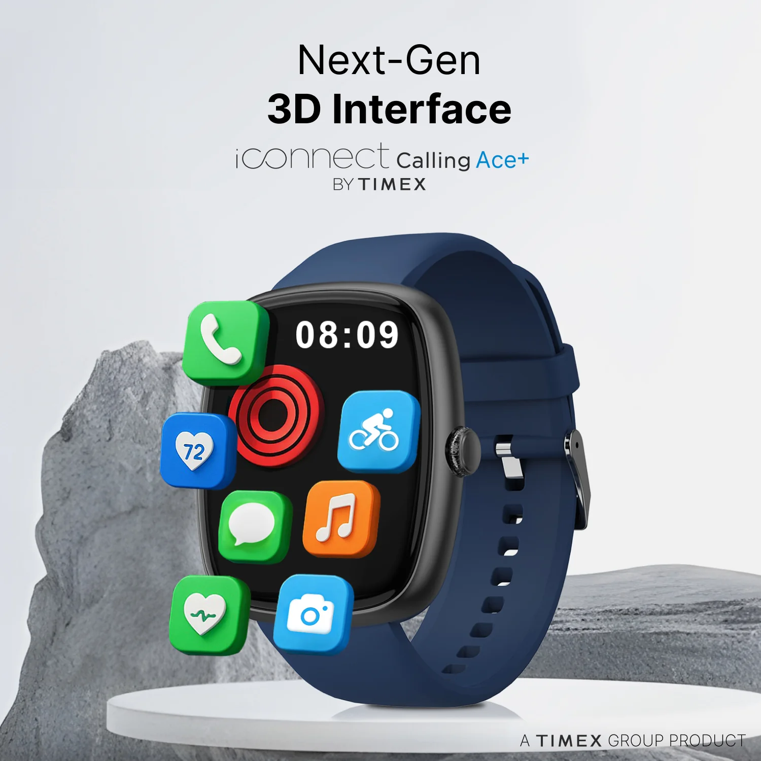 Timex iConnect Calling Ace 1.83 inches (4.6 cm) 3D UI Display with Functional Crown and BT Calling Smartwatch For Unisex - TWIXW1503T - Image 9