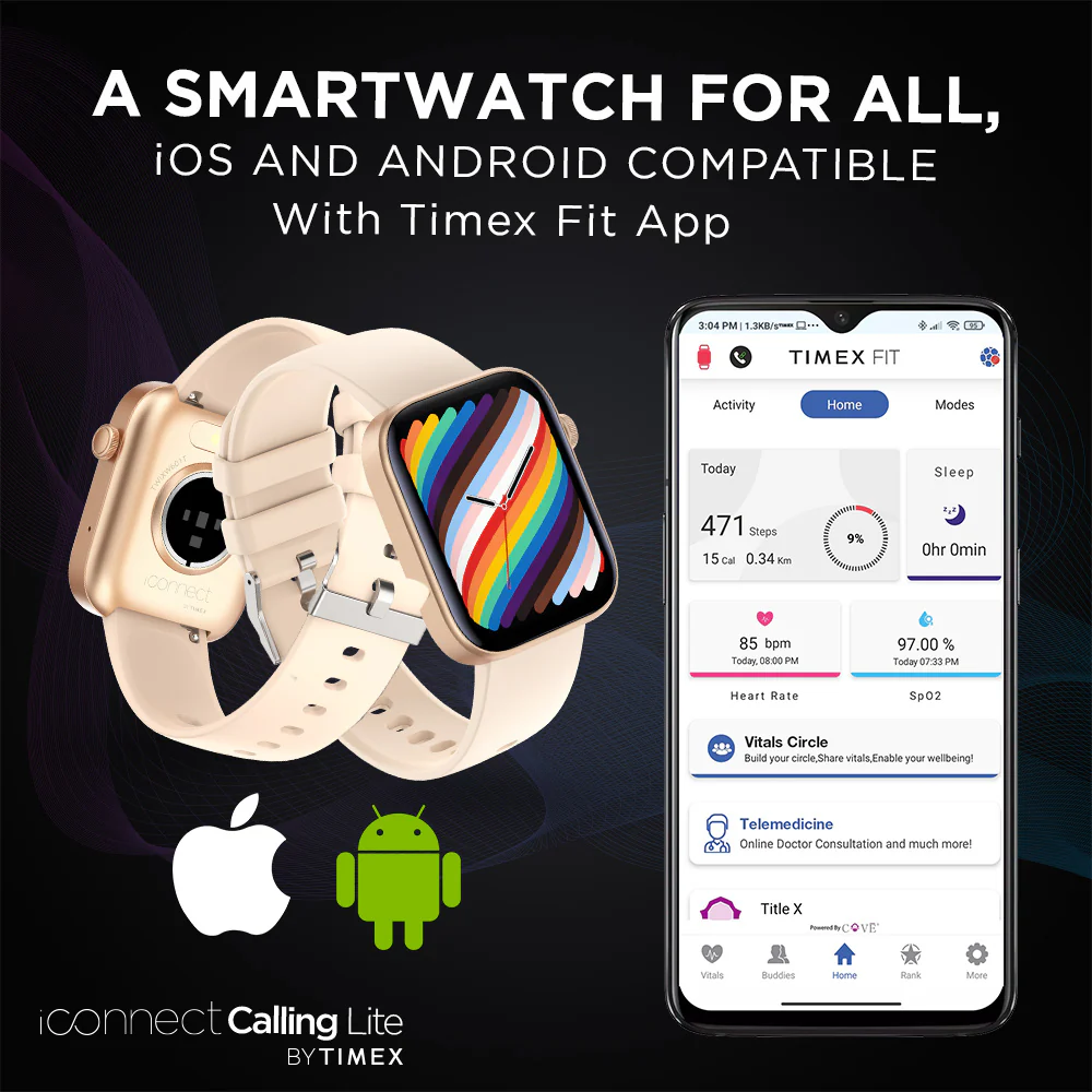 Timex iConnect Calling Lite 1.83 inches (4.6cm) Display BT Calling Smartwatch For Unisex - TWIXW601T - Image 16