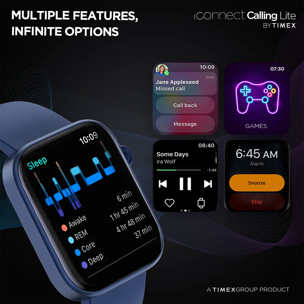 Timex iConnect Calling Lite 1.83 inches (4.6cm) Display BT Calling Smartwatch For Unisex - TWIXW602T - Image 6