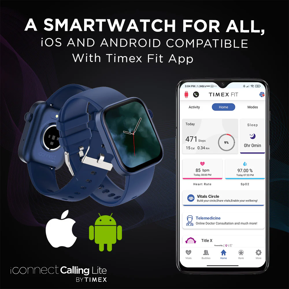 Timex iConnect Calling Lite 1.83 inches (4.6cm) Display BT Calling Smartwatch For Unisex - TWIXW602T - Image 7